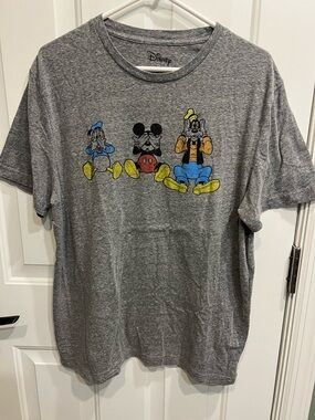 Disney Grey goofy Mickey and Donald Logo Tee